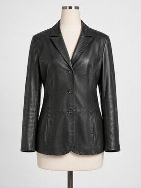 Pendleton Portland Oregon 100% Leather Blazer Jacket Vintage 1990s Large